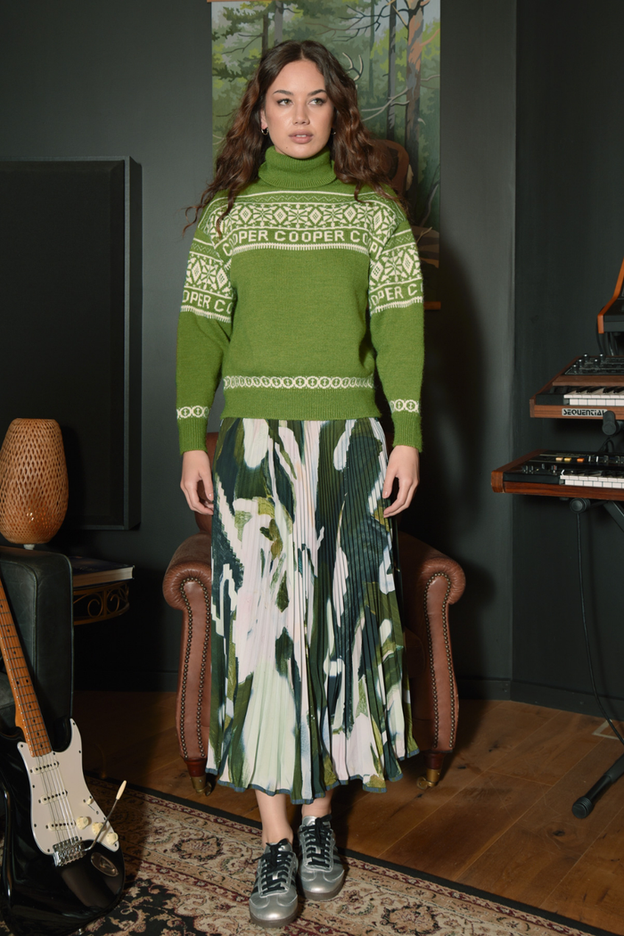 Cooper Pleat Dreams Skirt Khaki Multi Pre-Order