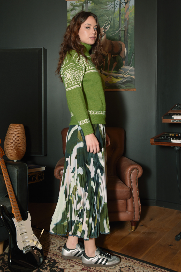 Cooper Pleat Dreams Skirt Khaki Multi Pre-Order