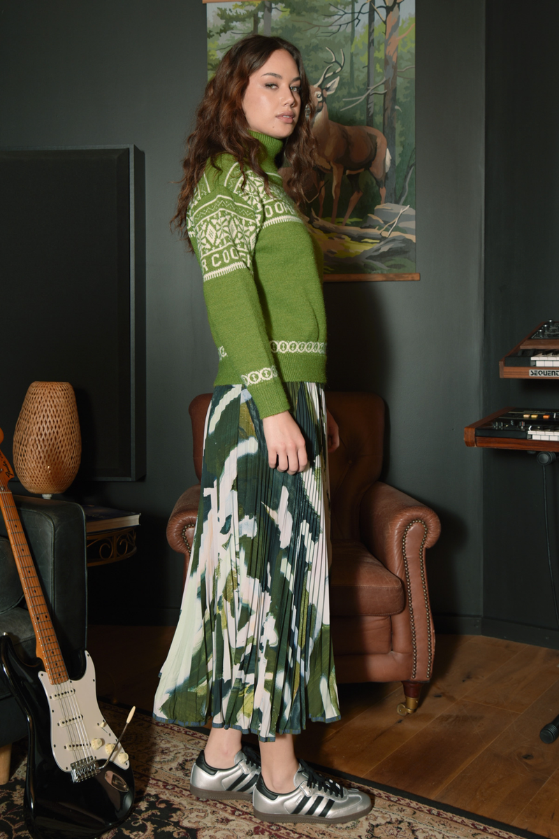 Cooper Pleat Dreams Skirt Khaki Multi Pre-Order