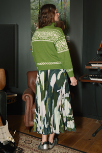 Cooper Pleat Dreams Skirt Khaki Multi Pre-Order