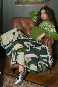 Cooper Pleat Dreams Skirt Khaki Multi Pre-Order