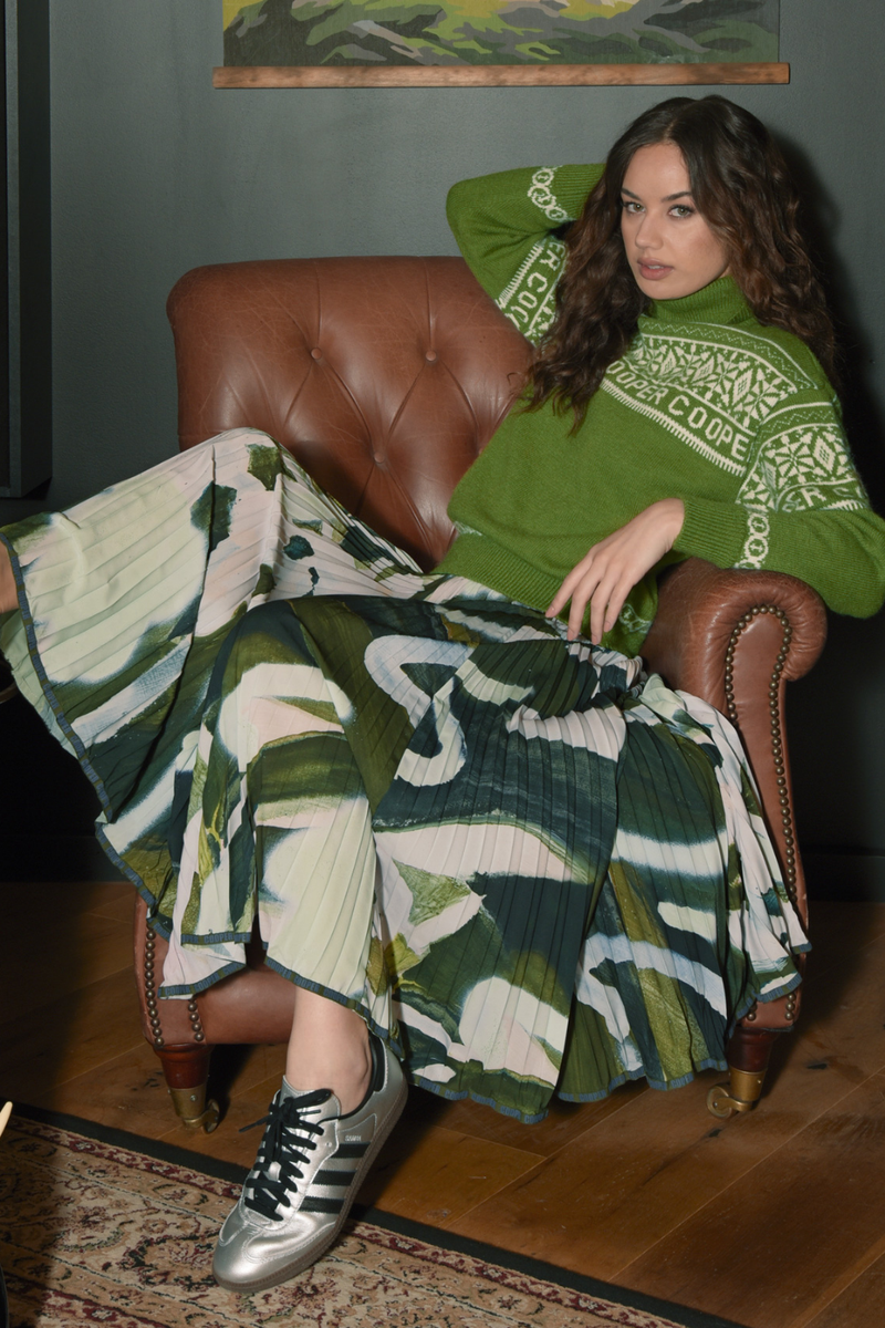 Cooper Pleat Dreams Skirt Khaki Multi Pre-Order