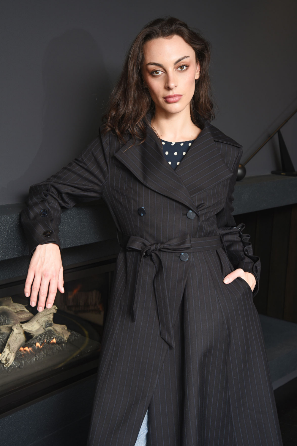 Cooper Pure Form Navy Pinstripe Coat Pre-Order