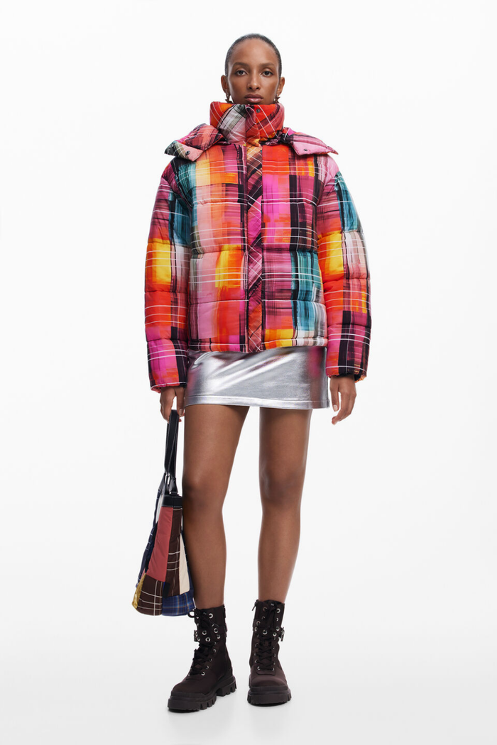 Desigual Quilted Check Coat
