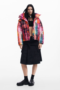 Desigual Quilted Check Coat