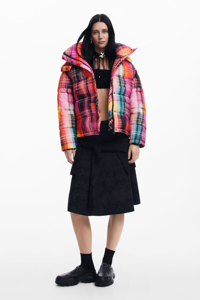 Desigual Quilted Check Coat