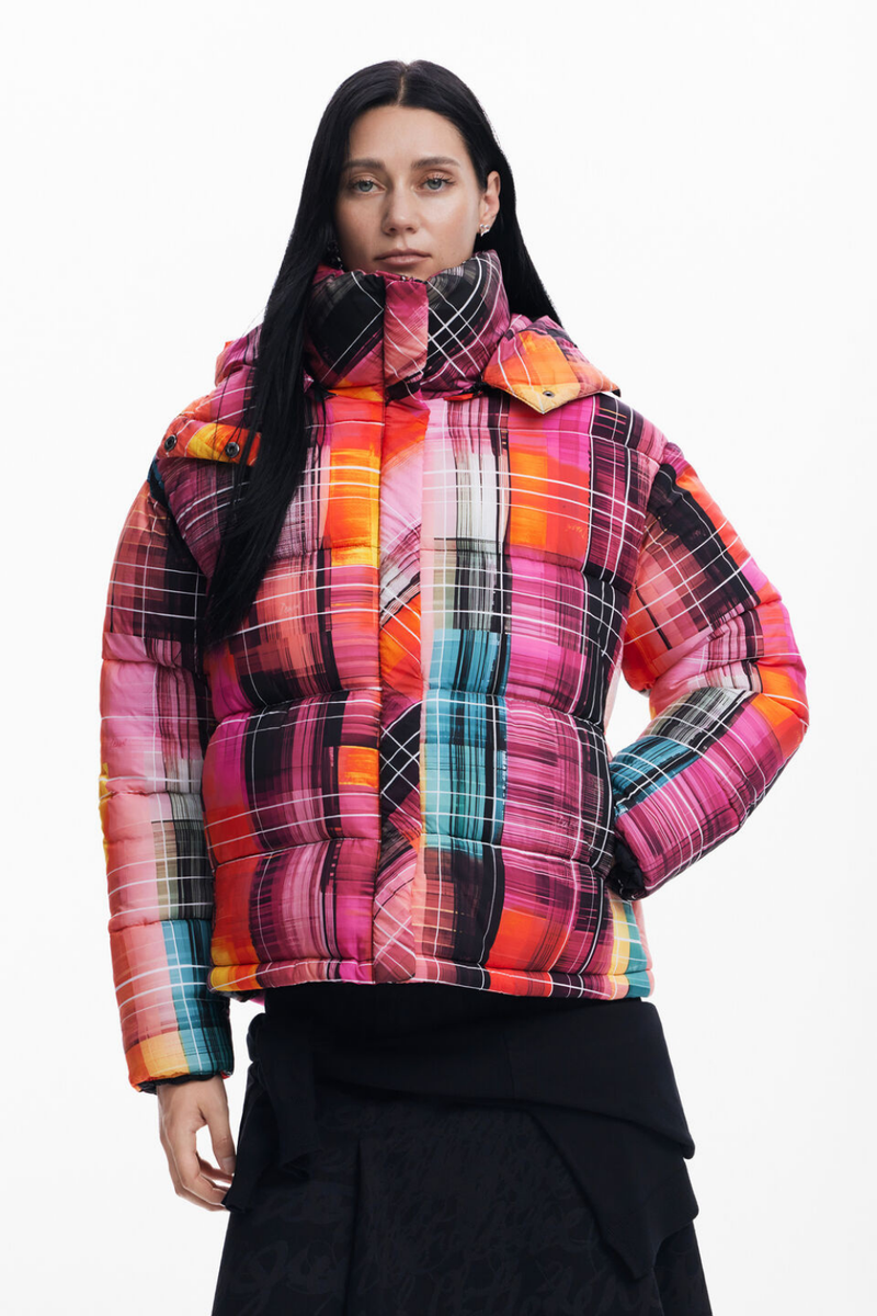 Desigual Quilted Check Coat