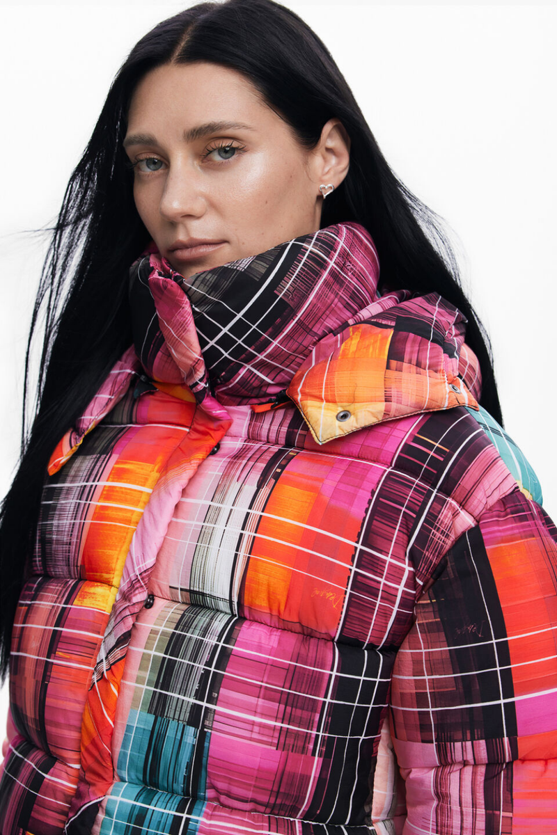 Desigual Quilted Check Coat