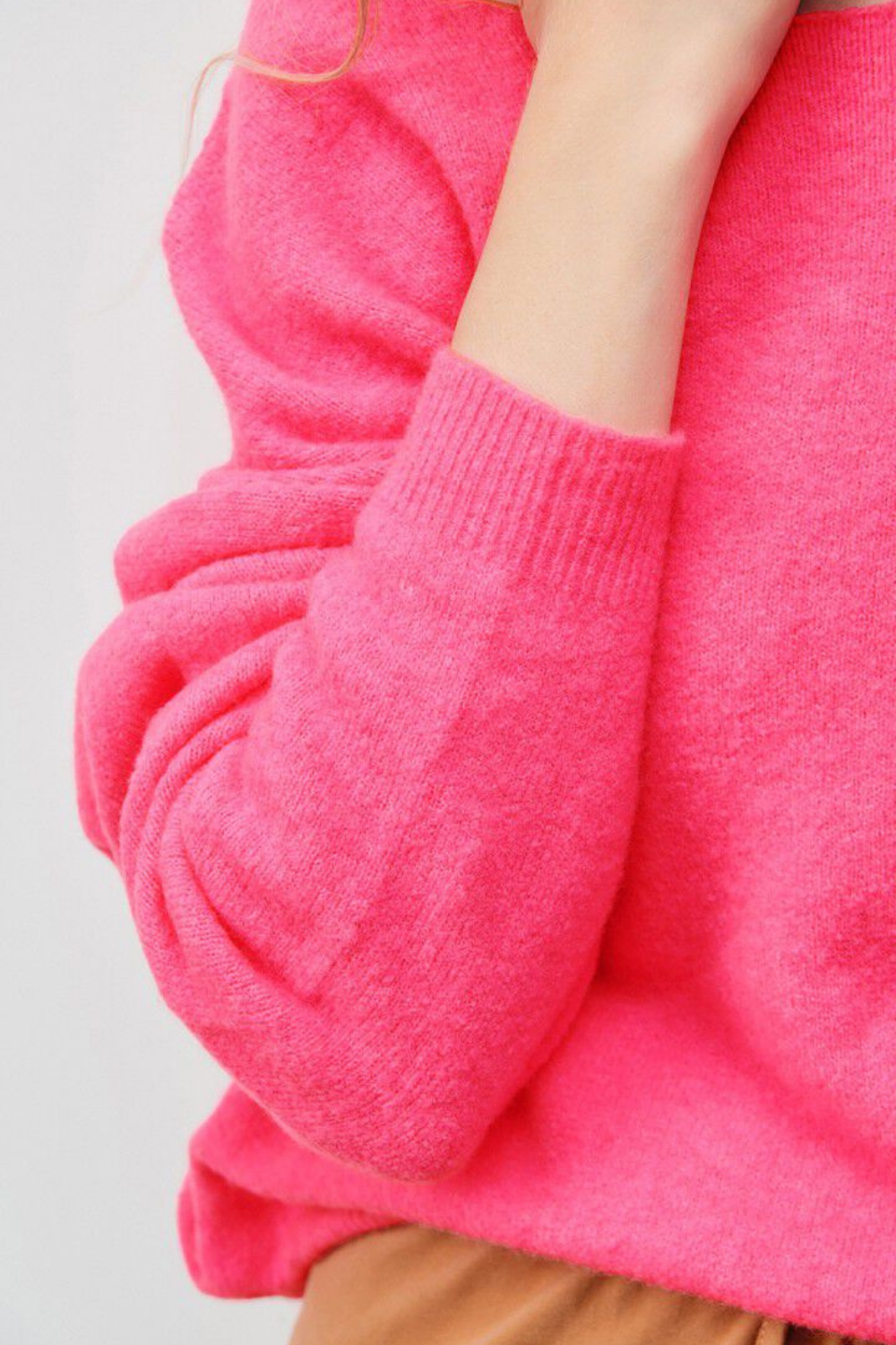 American Vintage Round Neck Pullover Fluro Pink