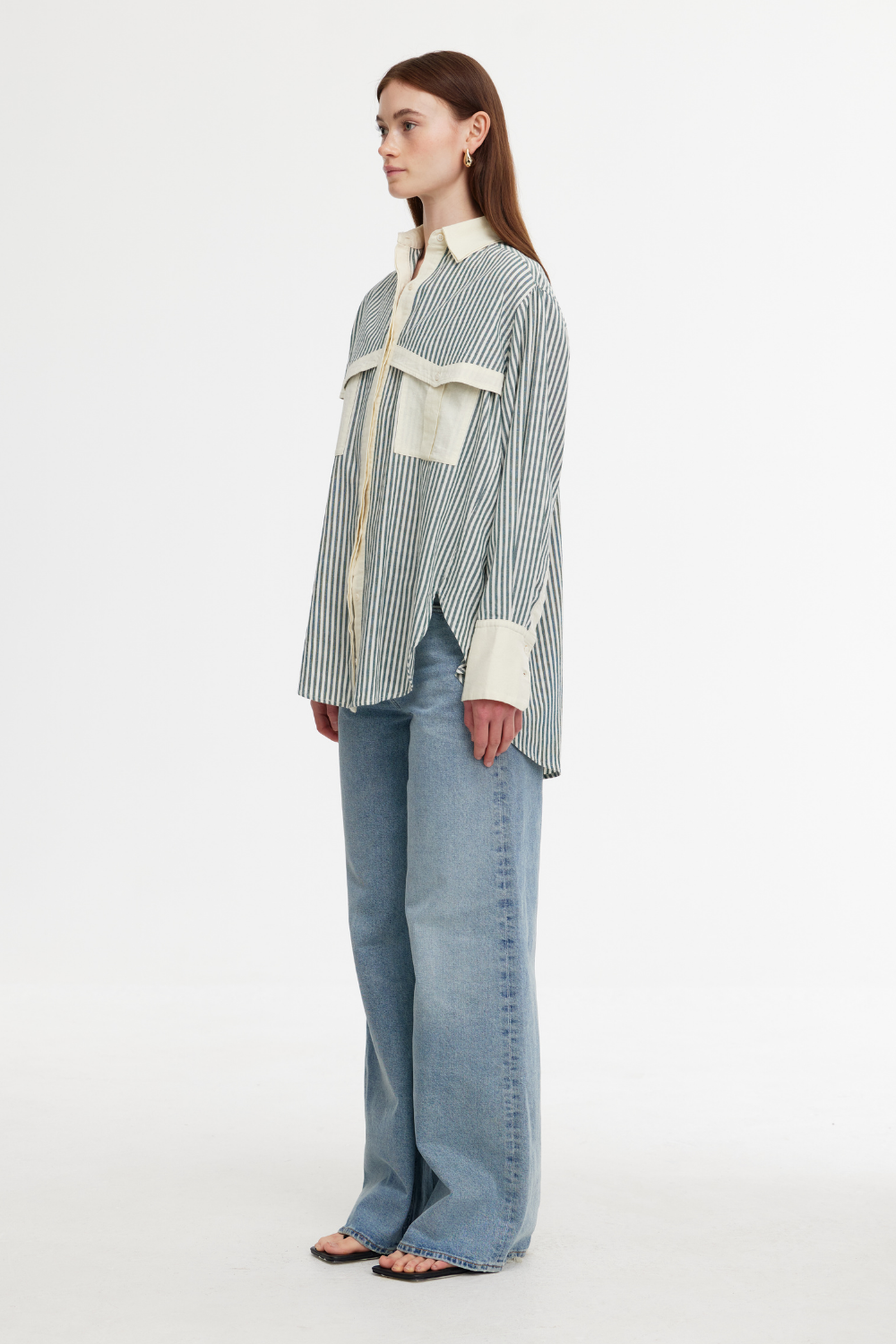 Kinney Ruby Shirt Green Stone Stripe