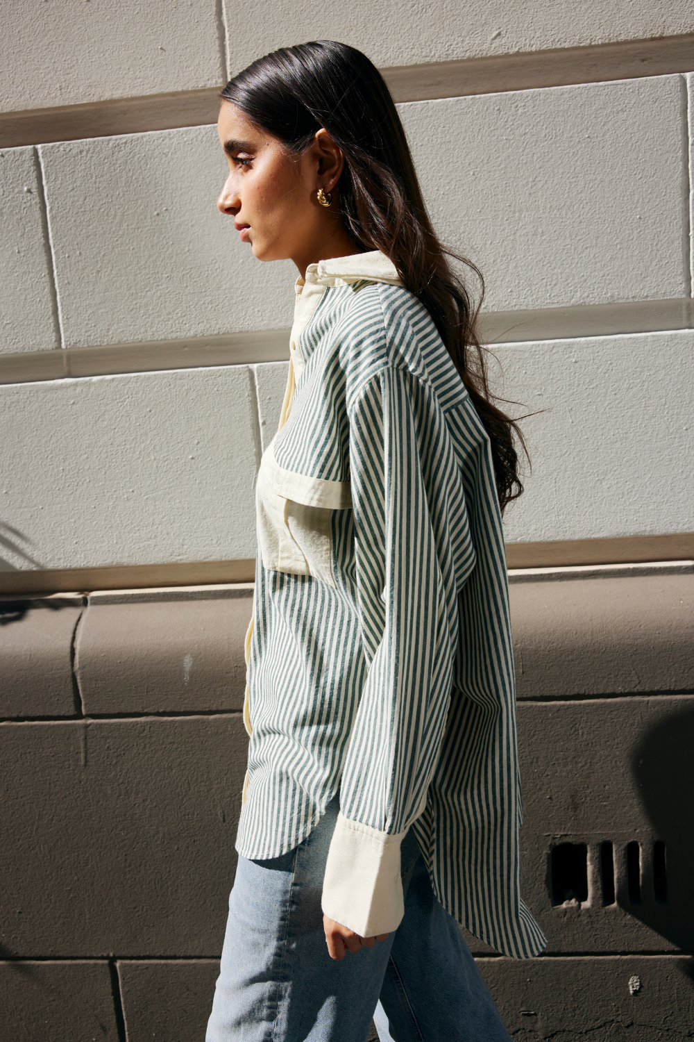 Kinney Ruby Shirt Green Stone Stripe