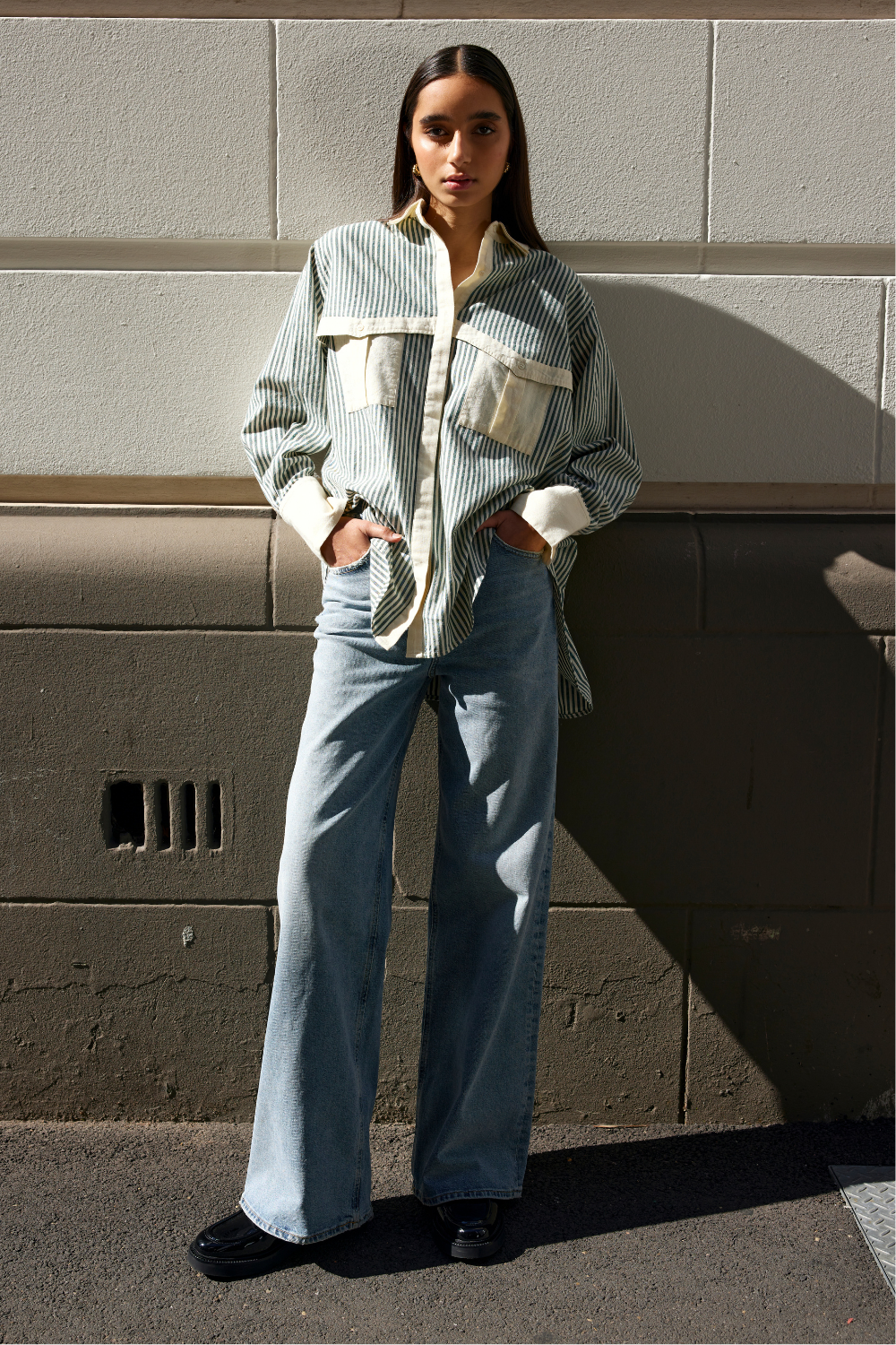 Kinney Ruby Shirt Green Stone Stripe