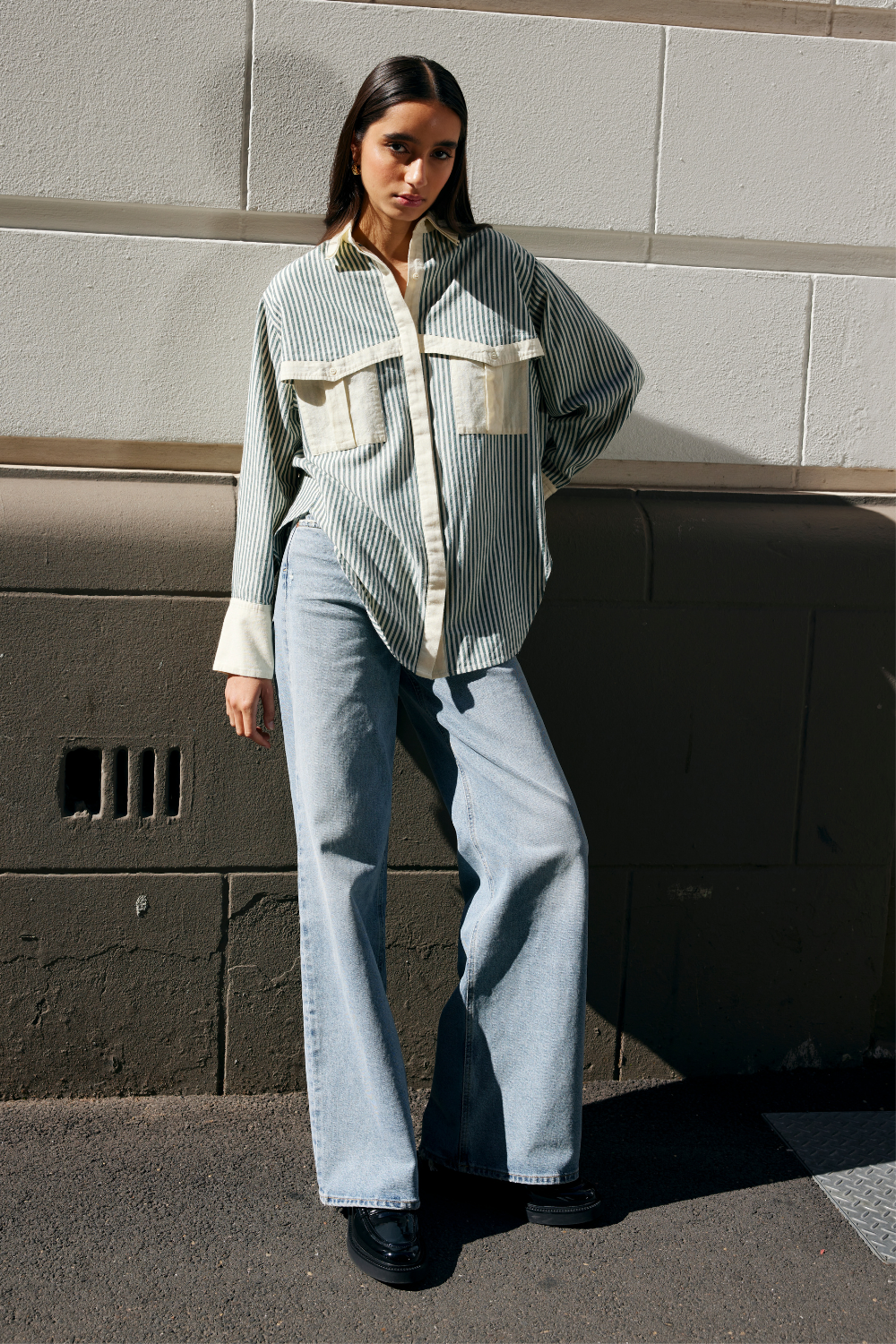 Kinney Ruby Shirt Green Stone Stripe