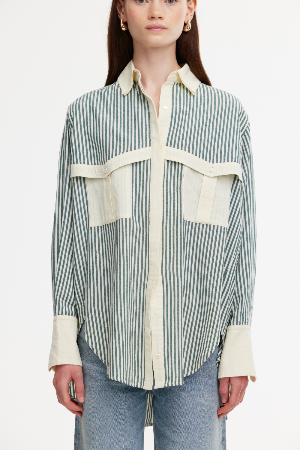 Kinney Ruby Shirt Green Stone Stripe