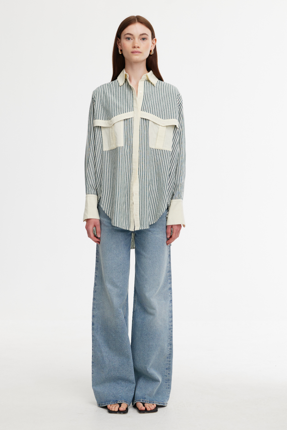Kinney Ruby Shirt Green Stone Stripe