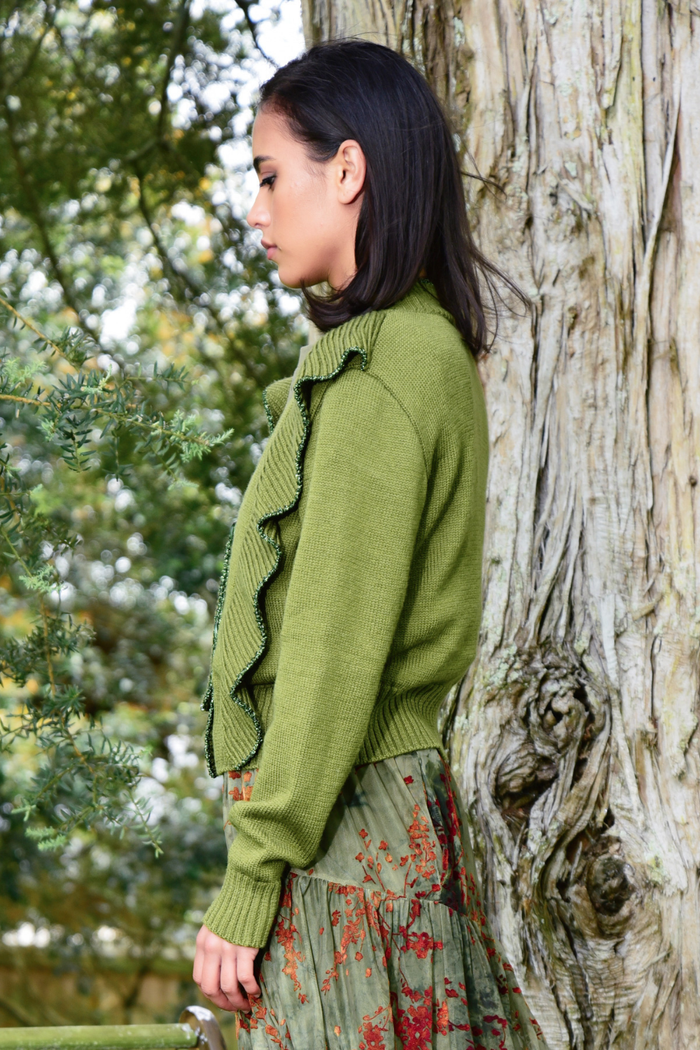 Curate Ruff On You Cardigan Burnt Olive Pre-Order