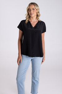 Two T's Silk Top Black