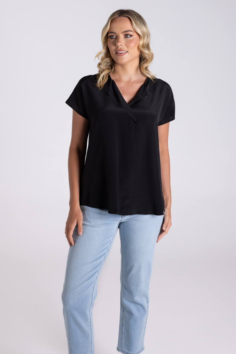 Two T's Silk Top Black