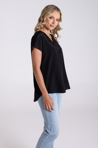 Two T's Silk Top Black