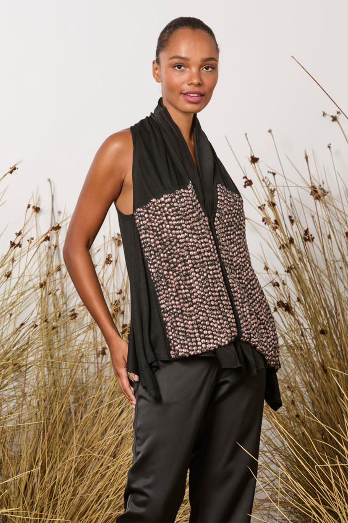 M.A.Dainty Samantha Top Pink Black Sequin
