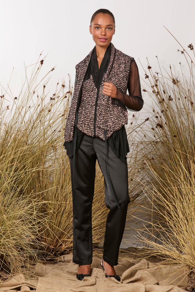 M.A.Dainty Samantha Top Pink Black Sequin