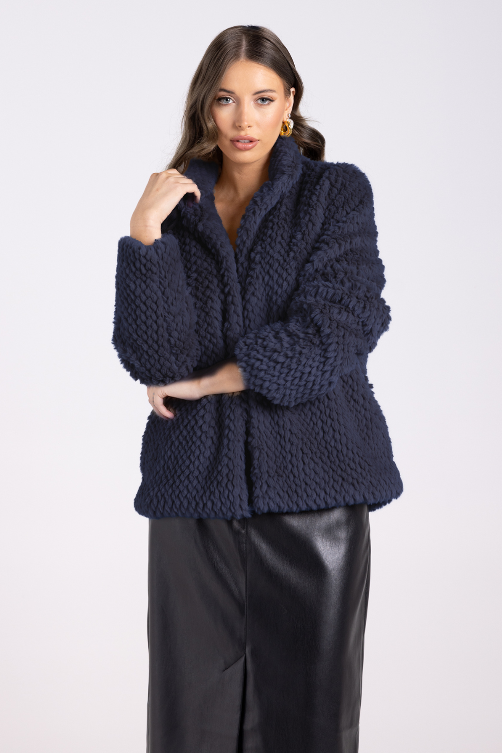 Two T's Short Teddy Coat Navy