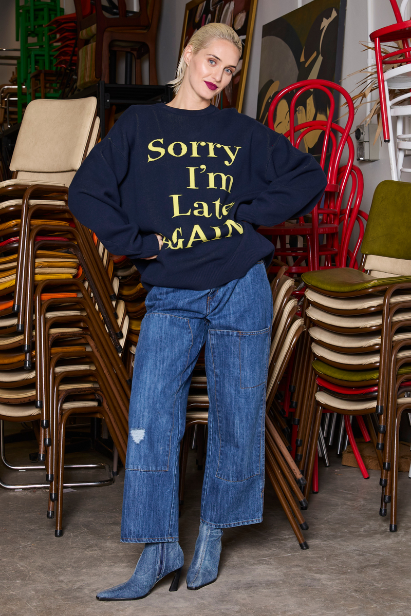 M.A.Dainty Sorry Knit Navy Yellow