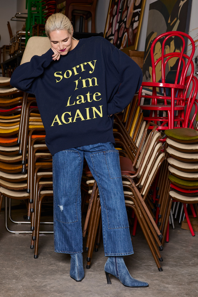 M.A.Dainty Sorry Knit Navy Yellow