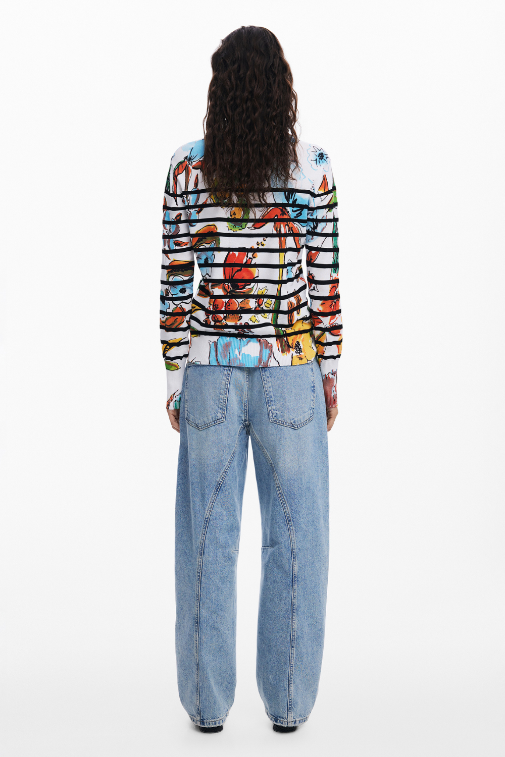 Desigual Striped Floral Sweater