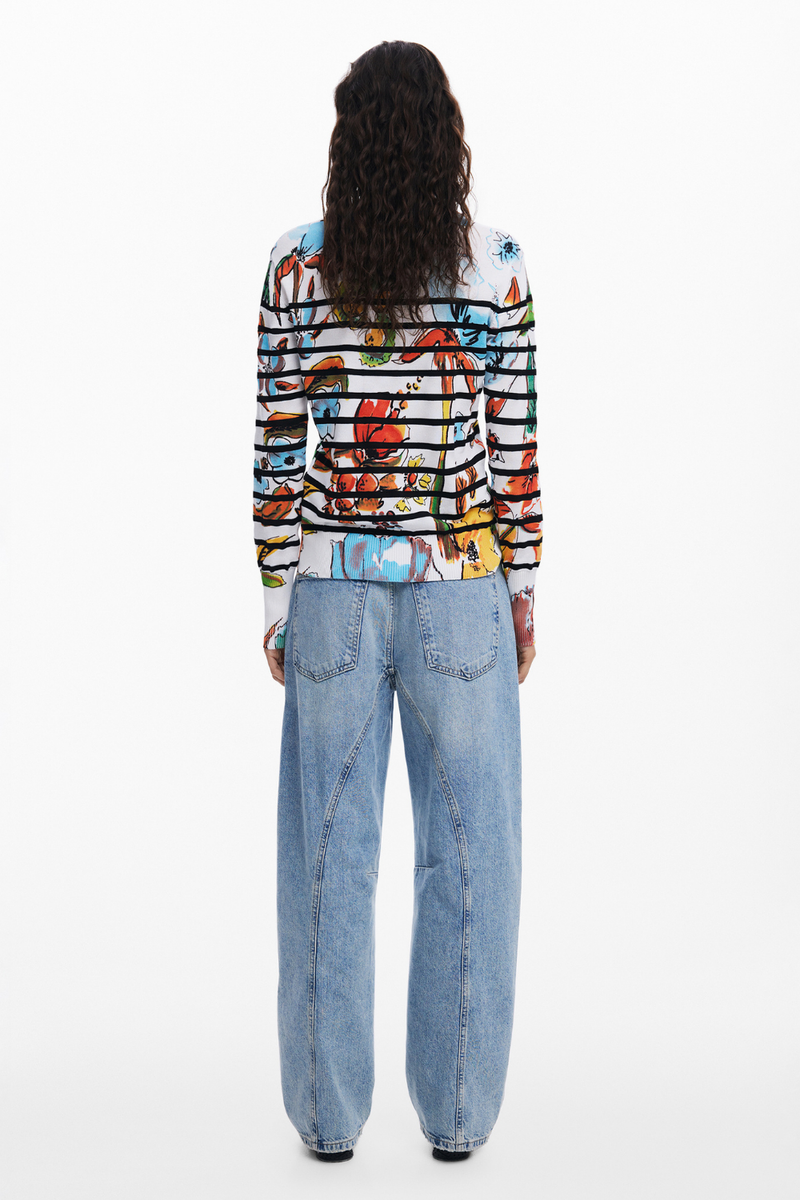 Desigual Striped Floral Sweater