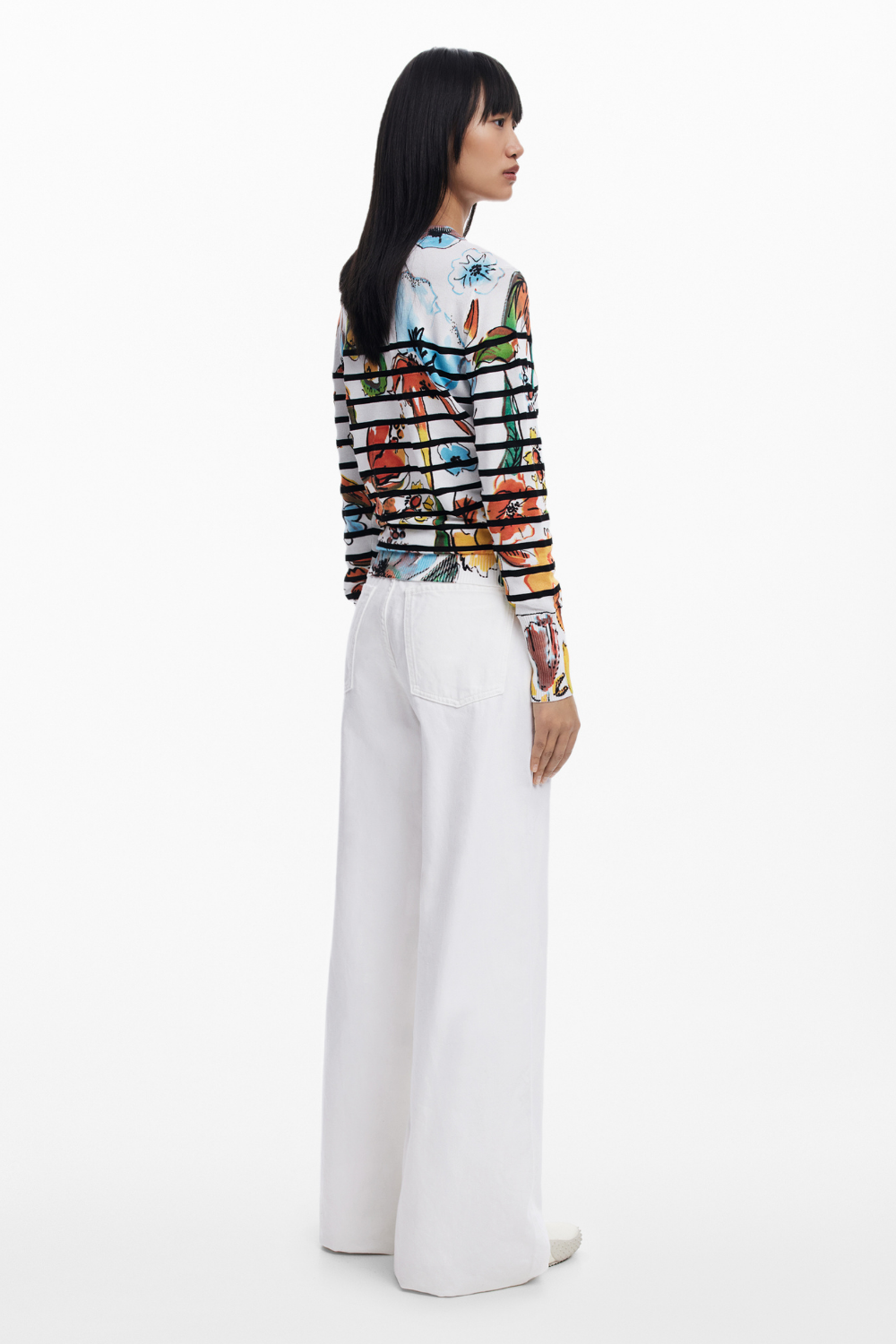 Desigual Striped Floral Sweater