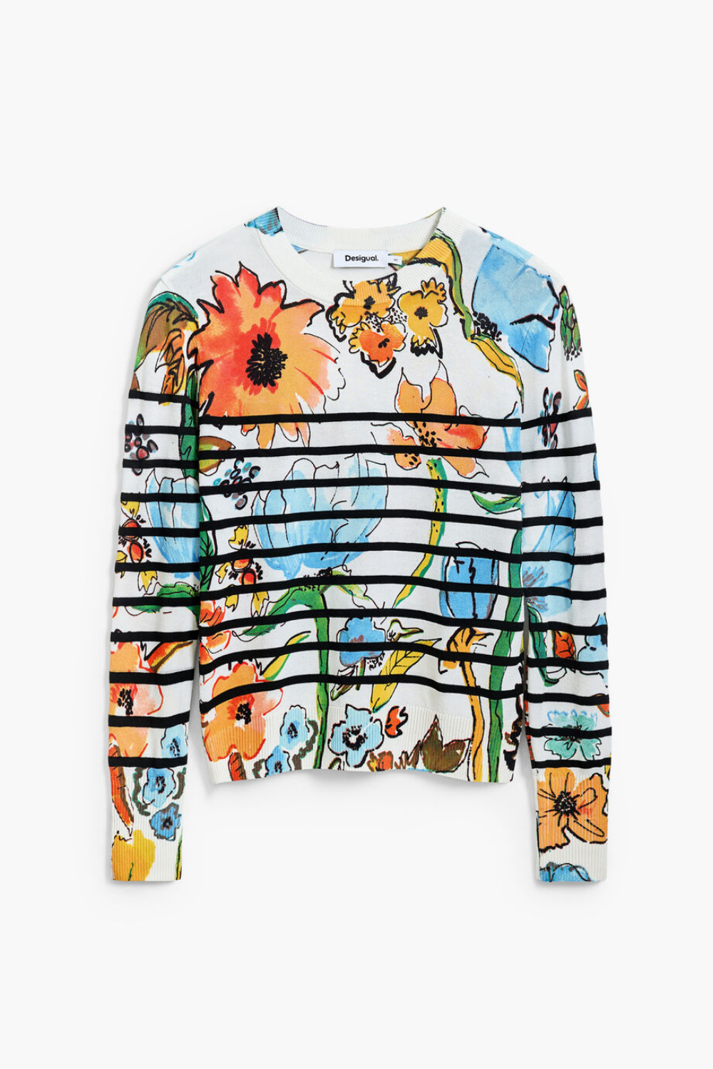 Desigual Striped Floral Sweater