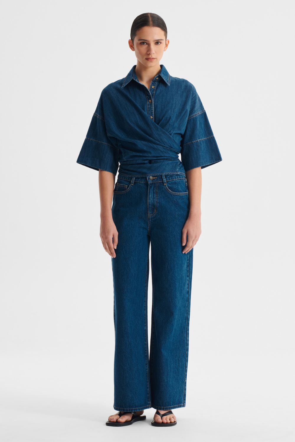 Morrison Tatum Denim Wrap Shirt Blue