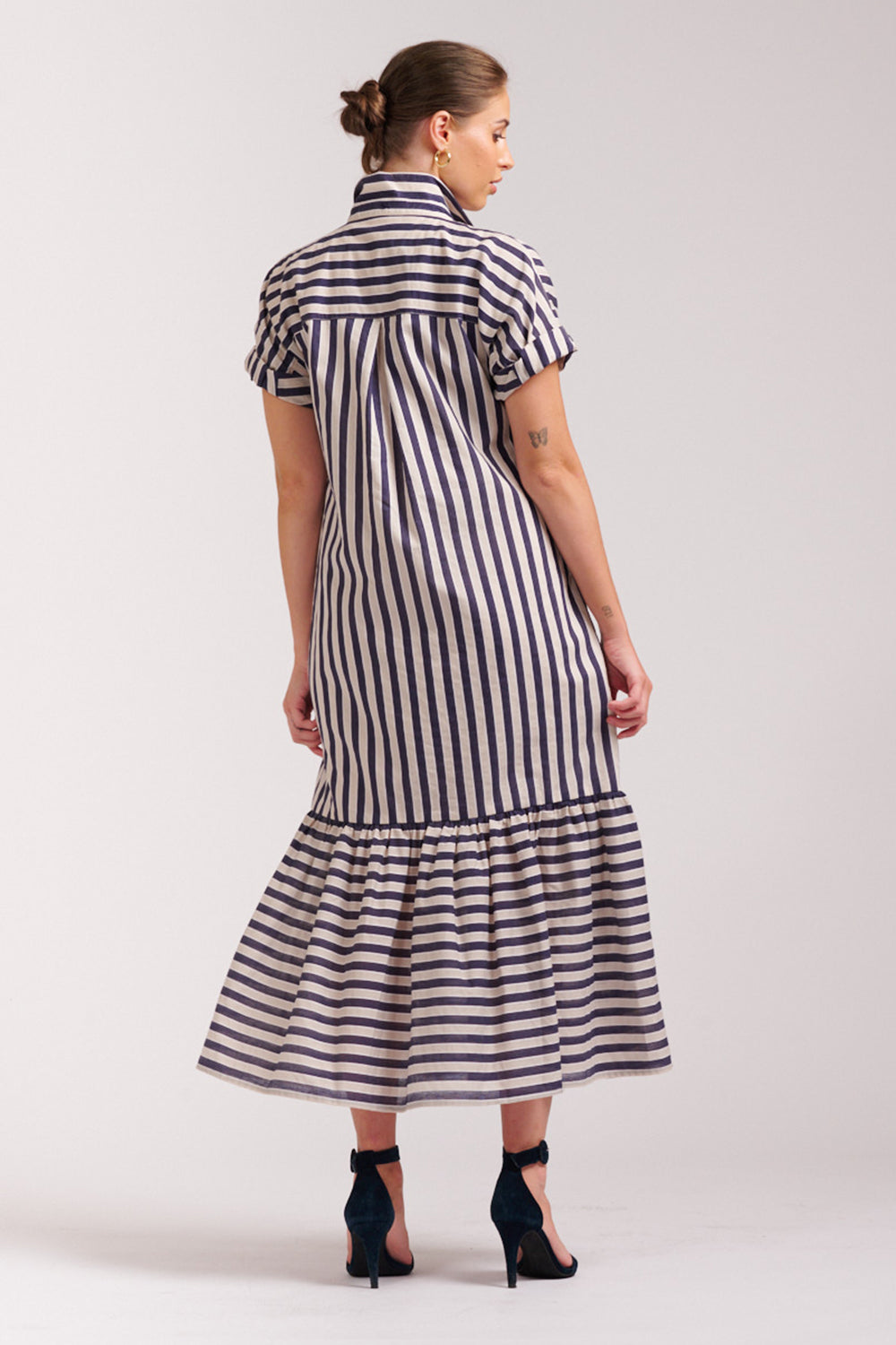 Shirty The Emma Dress Navy/Stone Stripe