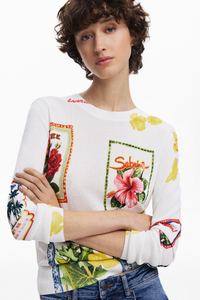 Desigual Tropical Stamps Sweater Multi