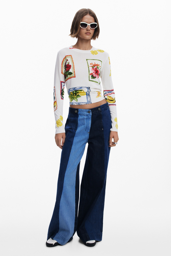 Desigual Tropical Stamps Sweater Multi