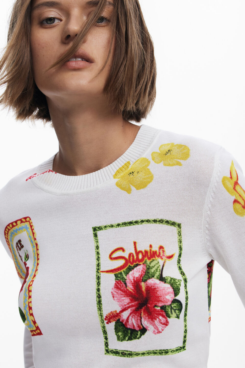 Desigual Tropical Stamps Sweater Multi