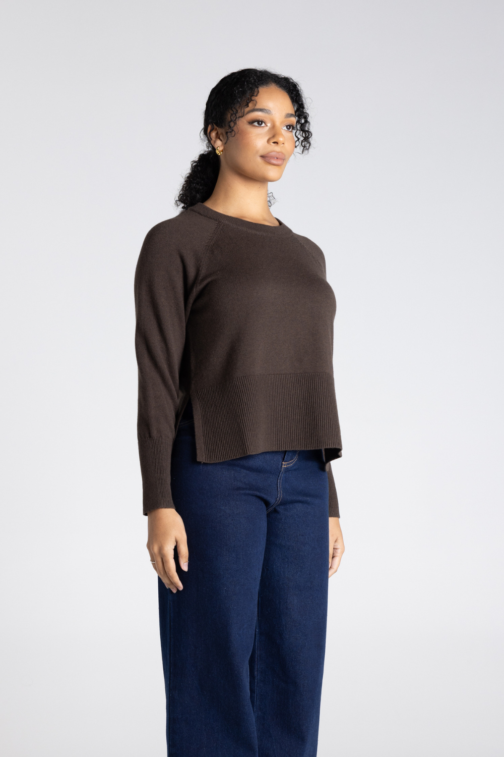 Two T's Crew Neck Basic Sweater Brasil Nut