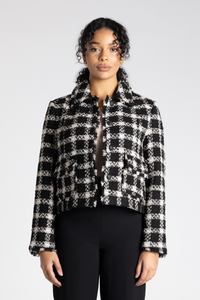 Two T's Cropped Tweed Blazer Black