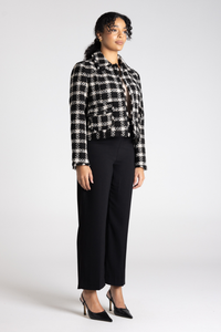 Two T's Cropped Tweed Blazer Black