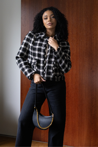 Two T's Cropped Tweed Blazer Black