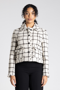 Two T's Cropped Tweed Blazer White