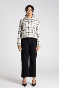 Two T's Cropped Tweed Blazer White