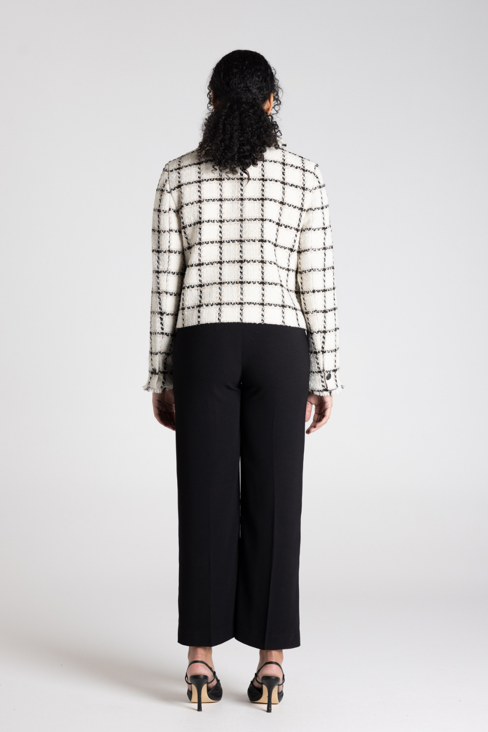 Two T's Cropped Tweed Blazer White