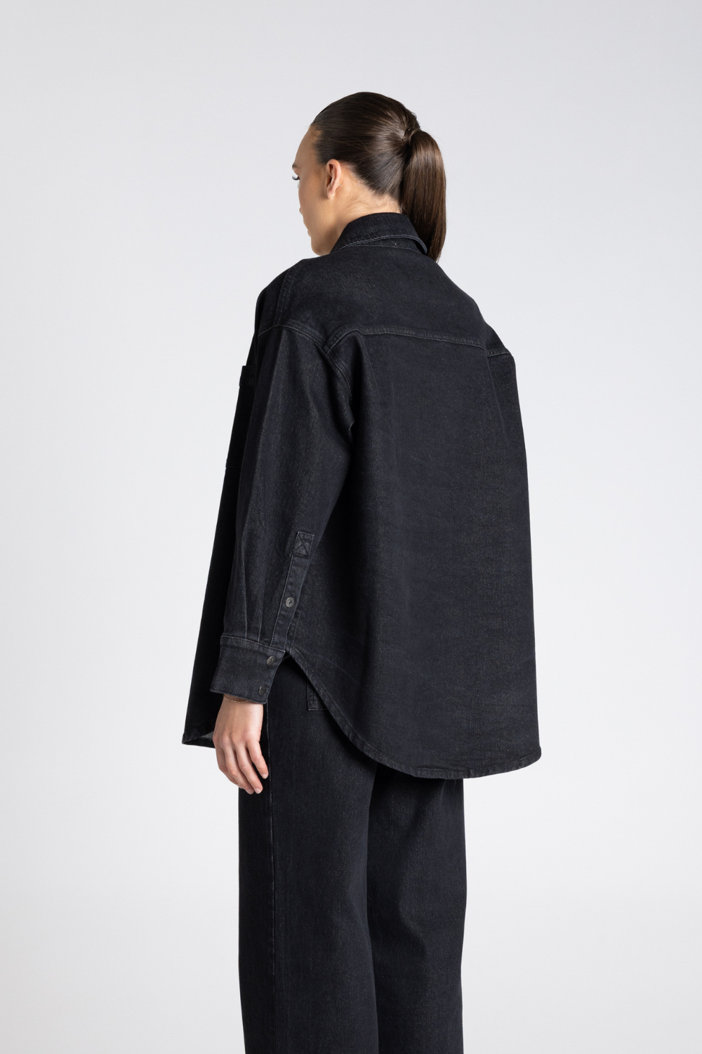 Two T's Denim Shirt Jacket Black