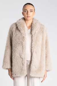 Two T's Faux Fur Coat Oat