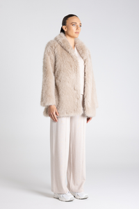 Two T's Faux Fur Coat Oat