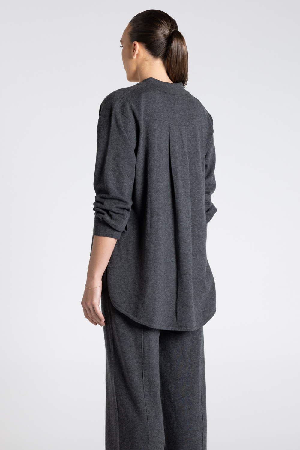 Two T's Dropped Shoulder Knit Shirt Steel