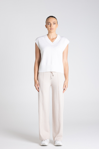 Two T's V Neck Cotton-Merino Vest Ivory