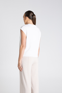 Two T's V Neck Cotton-Merino Vest Ivory